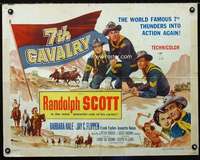 d012 7th CAVALRY style B half-sheet movie poster '56 Randolph Scott