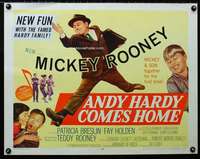 d042 ANDY HARDY COMES HOME half-sheet movie poster '58 Mickey Rooney & son
