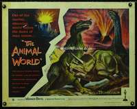 d043 ANIMAL WORLD half-sheet movie poster '56 great image of dinosaurs!