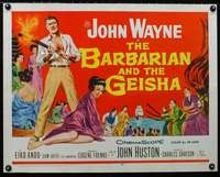 d057 BARBARIAN & THE GEISHA half-sheet movie poster '58 John Wayne, Ando