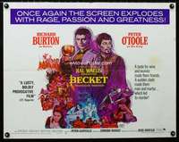 d062 BECKET half-sheet movie poster R67 Richard Burton, Peter O'Toole
