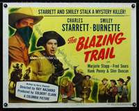 d075 BLAZING TRAIL half-sheet movie poster '49 Starrett as Durango Kid!
