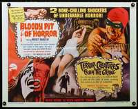 d077 BLOODY PIT OF HORROR/TERROR-CREATURES FROM GRAVE half-sheet movie poster '67