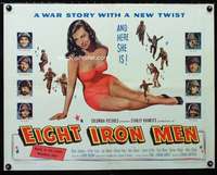 d176 EIGHT IRON MEN half-sheet movie poster '52 super sexy Mary Castle!