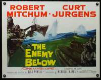 d181 ENEMY BELOW half-sheet movie poster '58 Robert Mitchum, Dick Powell
