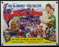 d187 FAIR WIND TO JAVA style B half-sheet movie poster '53 Fred MacMurray