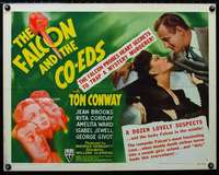 d188 FALCON & THE CO-EDS style B half-sheet movie poster '43 Tom Conway