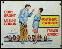 d195 FATHER GOOSE half-sheet movie poster '65 Cary Grant, Leslie Caron