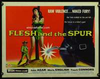 d201 FLESH & THE SPUR half-sheet movie poster '56 girl staked to ant hill!