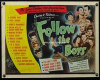 d203 FOLLOW THE BOYS half-sheet movie poster '44 Orson Welles,W.C. Fields