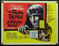 d208 FOUR SKULLS OF JONATHAN DRAKE half-sheet movie poster '59 be scared!