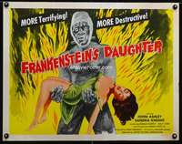 d210 FRANKENSTEIN'S DAUGHTER half-sheet movie poster '58monster & sexy girl