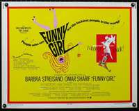 d222 FUNNY GIRL half-sheet movie poster '69 Barbra Streisand, Omar Sharif