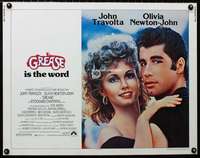 d243 GREASE half-sheet movie poster '78 John Travolta, Olivia Newton-John