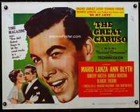 d244 GREAT CARUSO half-sheet movie poster '51 Mario Lanza, Ann Blyth