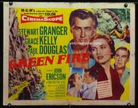 d250 GREEN FIRE style B half-sheet movie poster '54 Grace Kelly, Granger