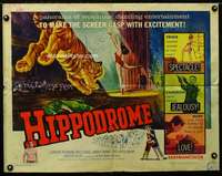 d271 HIPPODROME half-sheet movie poster '61 German circus, wild animals!