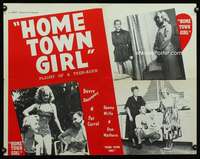 d279 HOME TOWN GIRL half-sheet movie poster '40s plight of a teen-ager!