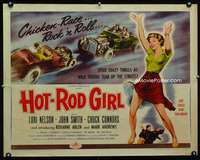 d285 HOT ROD GIRL half-sheet movie poster '56 wild bad girl image!
