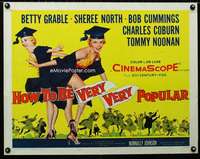 d288 HOW TO BE VERY POPULAR half-sheet movie poster '55 sexy Betty Grable!