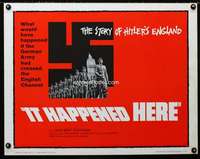 d311 IT HAPPENED HERE half-sheet movie poster '66 Hitler's England,spooky!