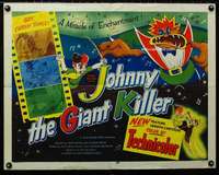 d321 JOHNNY THE GIANT KILLER half-sheet movie poster '53 cartoon feature!