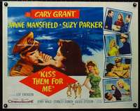 d334 KISS THEM FOR ME half-sheet movie poster '57 Cary Grant, Mansfield