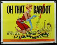 d339 LA PARISIENNE style B half-sheet movie poster '58 sexy Brigitte Bardot!