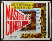 d386 MASTERS OF THE CONGO JUNGLE half-sheet movie poster '60 Africa!