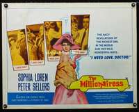 d397 MILLIONAIRESS half-sheet movie poster '60 Sophia Loren, Peter Sellers