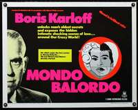 d402 MONDO BALORDO half-sheet movie poster '67 Boris Karloff, oddities!