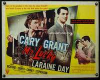 d408 MR LUCKY half-sheet movie poster '43 gambling Cary Grant, Laraine Day