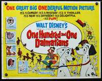 d443 ONE HUNDRED & ONE DALMATIANS half-sheet movie poster '61 Walt Disney