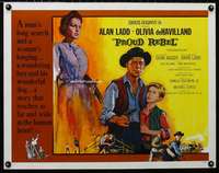 d484 PROUD REBEL half-sheet movie poster '58 Alan Ladd, Olivia de Havilland