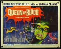 d487 QUEEN OF BLOOD half-sheet movie poster '66 Basil Rathbone, cool image!