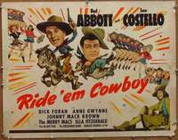 d512 RIDE 'EM COWBOY half-sheet movie poster '42 Abbott & Costello!