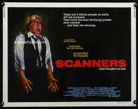 d531 SCANNERS half-sheet movie poster '81 David Cronenberg, Joann art!