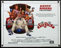 d564 SIX PACK half-sheet movie poster '82 Kenny Rogers, car racing!