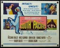 d582 SOUTH PACIFIC half-sheet movie poster '59 Rossano Brazzi, Gaynor