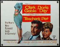d613 TEACHER'S PET style B half-sheet movie poster '58 Doris Day, Gable