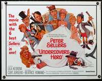 d663 UNDERCOVERS HERO half-sheet movie poster '75 Peter Sellers, great art!