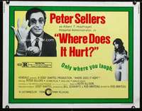 d697 WHERE DOES IT HURT half-sheet movie poster '72 Peter Sellers