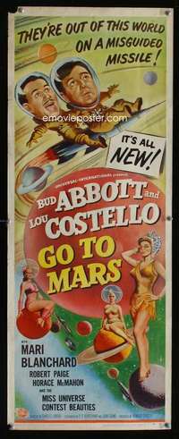 f009 ABBOTT & COSTELLO GO TO MARS insert movie poster '53 Bud & Lou!