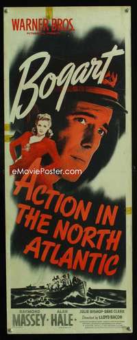 f016 ACTION IN THE NORTH ATLANTIC insert movie poster '43 Bogart