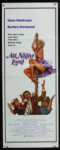 f024 ALL NIGHT LONG insert movie poster '81 Gene Hackman, Streisand