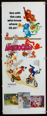 f038 ARISTOCATS insert movie poster R80 Walt Disney feline cartoon!