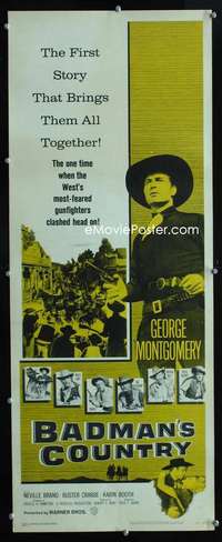 f046 BADMAN'S COUNTRY insert movie poster '58 Butch & Sundance Kid!