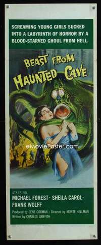 f052 BEAST FROM HAUNTED CAVE insert movie poster '59 classic image!