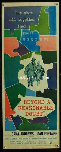 f058 BEYOND A REASONABLE DOUBT insert movie poster '56 Fritz Lang