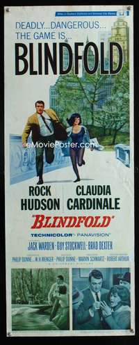 f068 BLINDFOLD insert movie poster '66 Rock Hudson,Claudia Cardinale